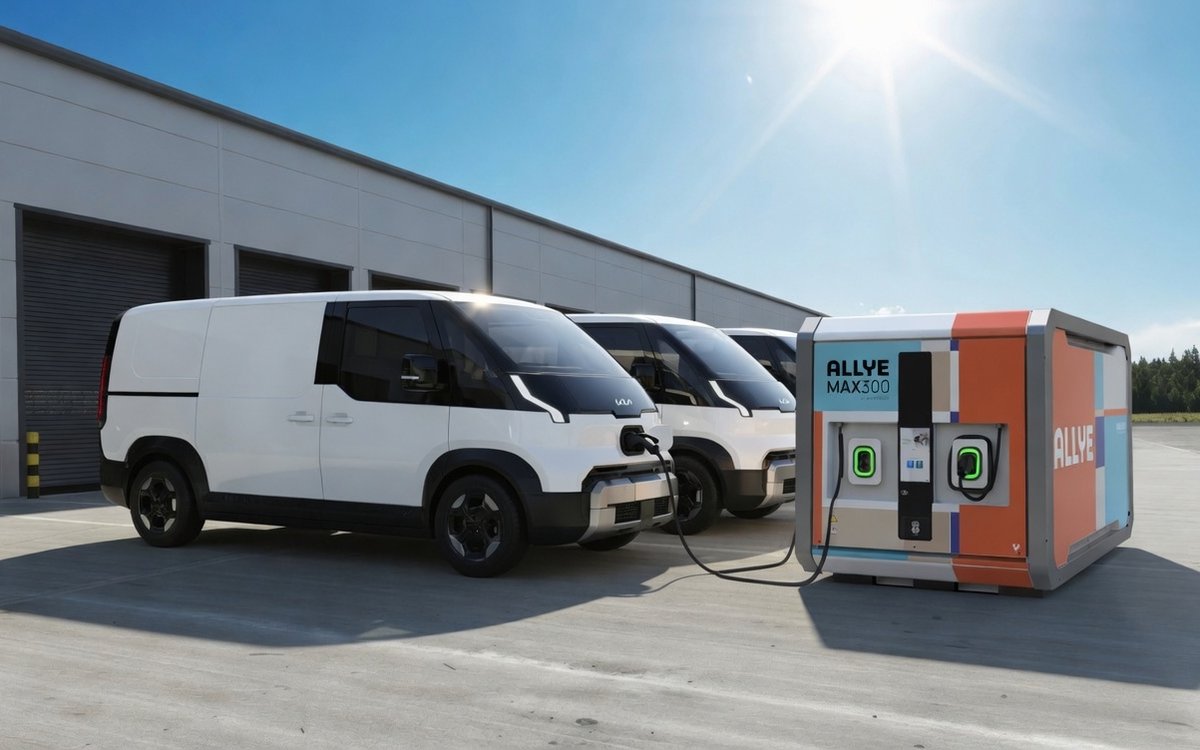 Allye MAX300 charging electric vans directly from its integrated chargers