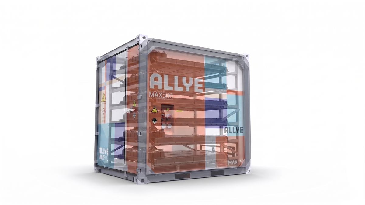 Cutaway of an Allye MAX500 showing its second-life battery packs