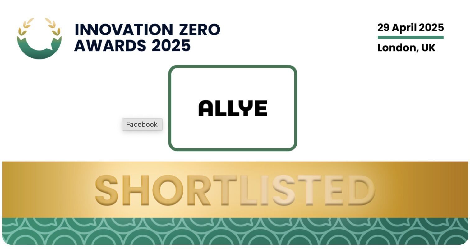 Allye shortlisted for Innovation Zero Awards